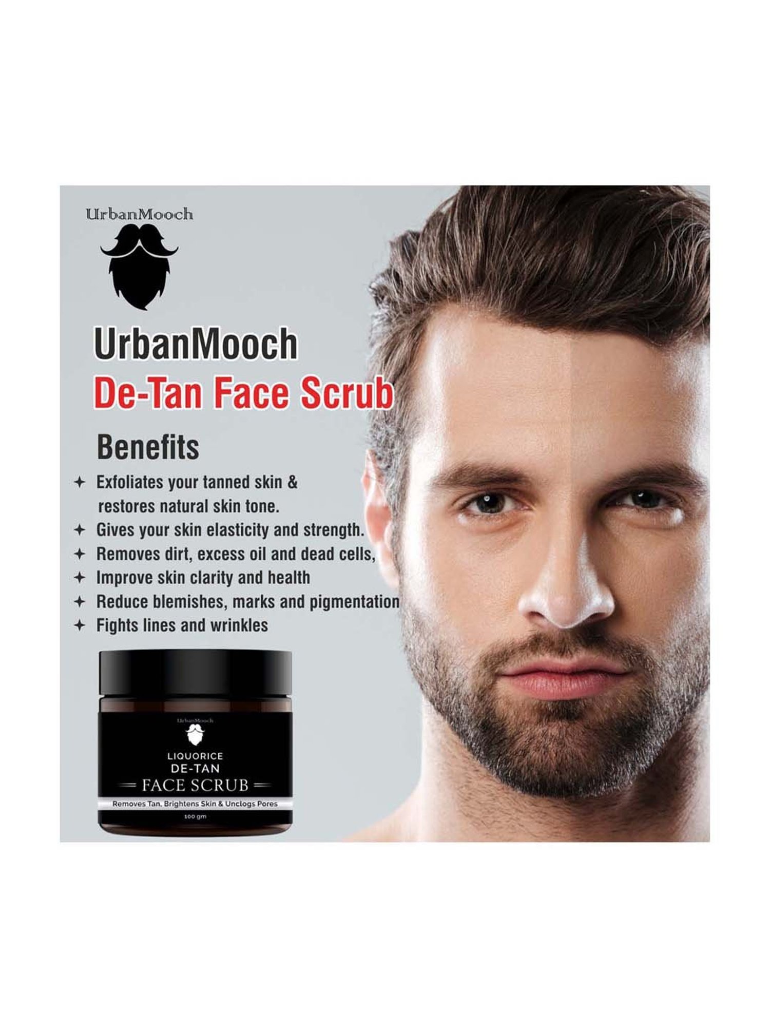 UrbanMooch Liquorice De-Tan Face Scrub Lightening & Brightening Pack of 2 - 200 gm