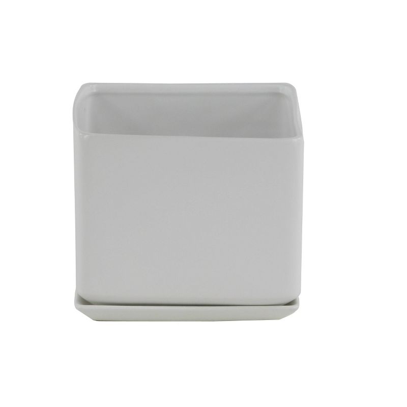 The HC Companies Cascade 13 Inch Round 23 Inch Tall Self Watering Indoor/Outdoor Flower Planter Pot with Soil Saver Liner and Drain Plug, Glossy White