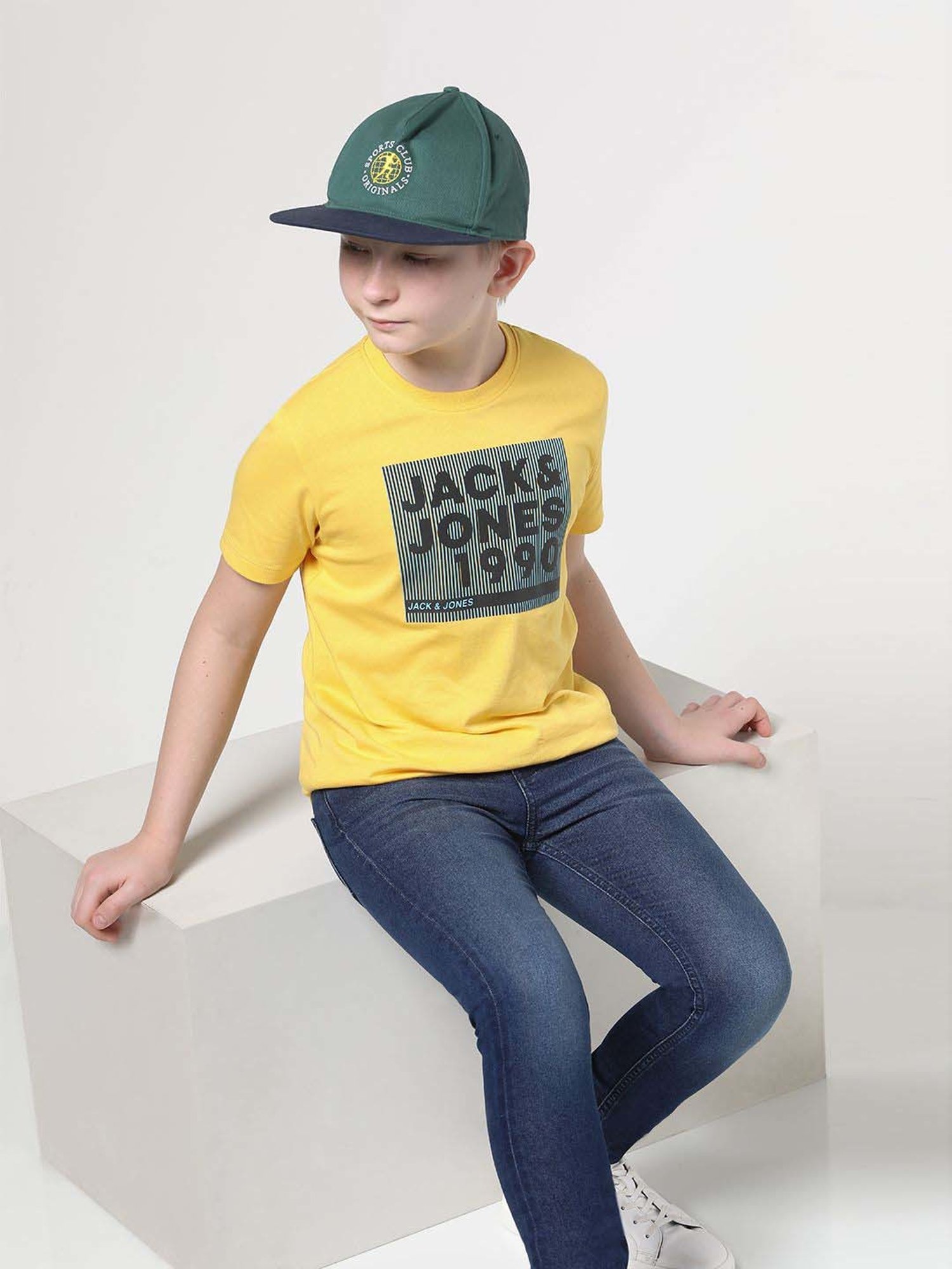Jack & Jones Junior Daffodil Yellow Cotton Logo T-Shirt