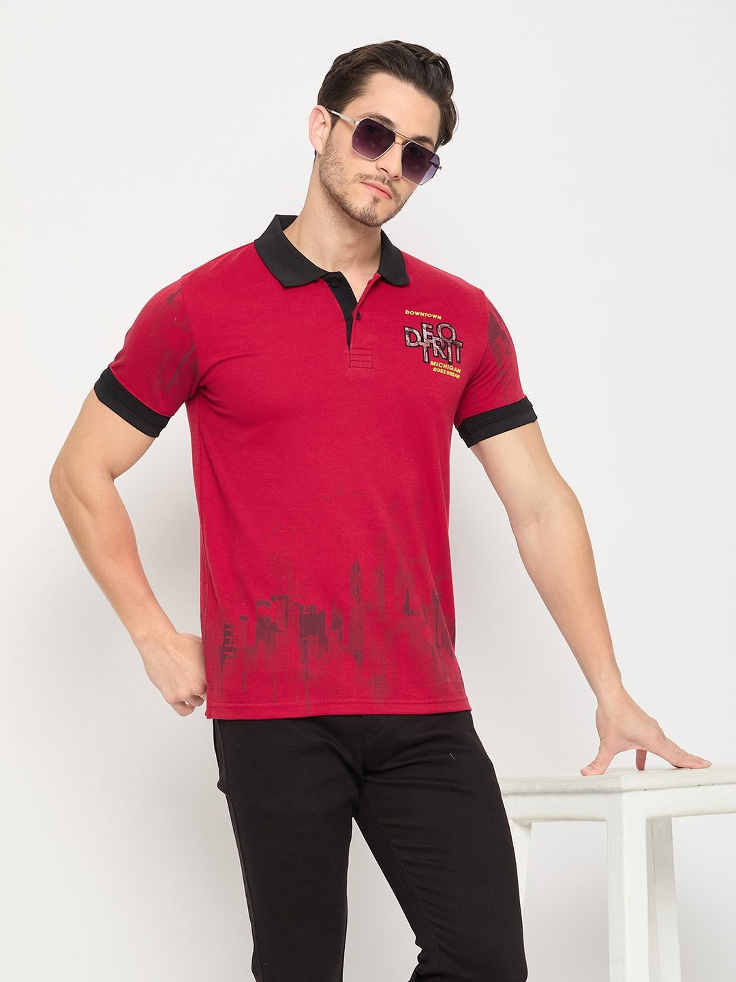 Duke Cranberry Slim Fit Printed Polo T-Shirt