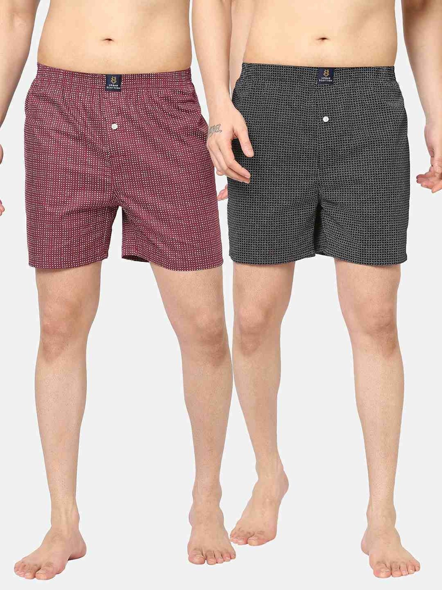 Urban Scottish Multicolored Regular Fit Printed Boxers - Pack Of 2