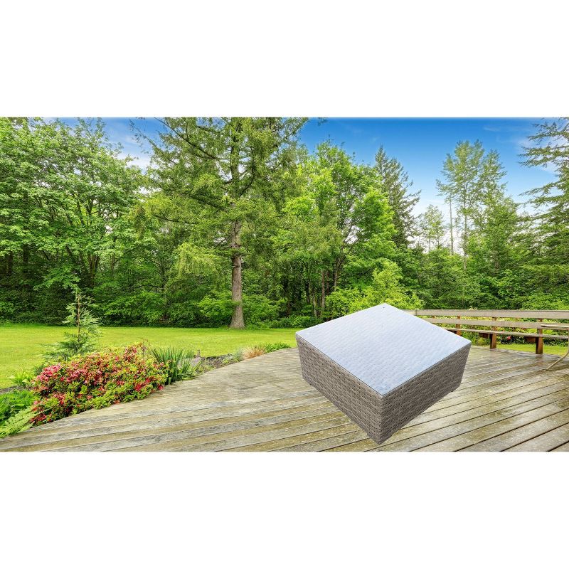 Bali Patio Wicker Glass Top Coffee Table - Teva Patio Furniture