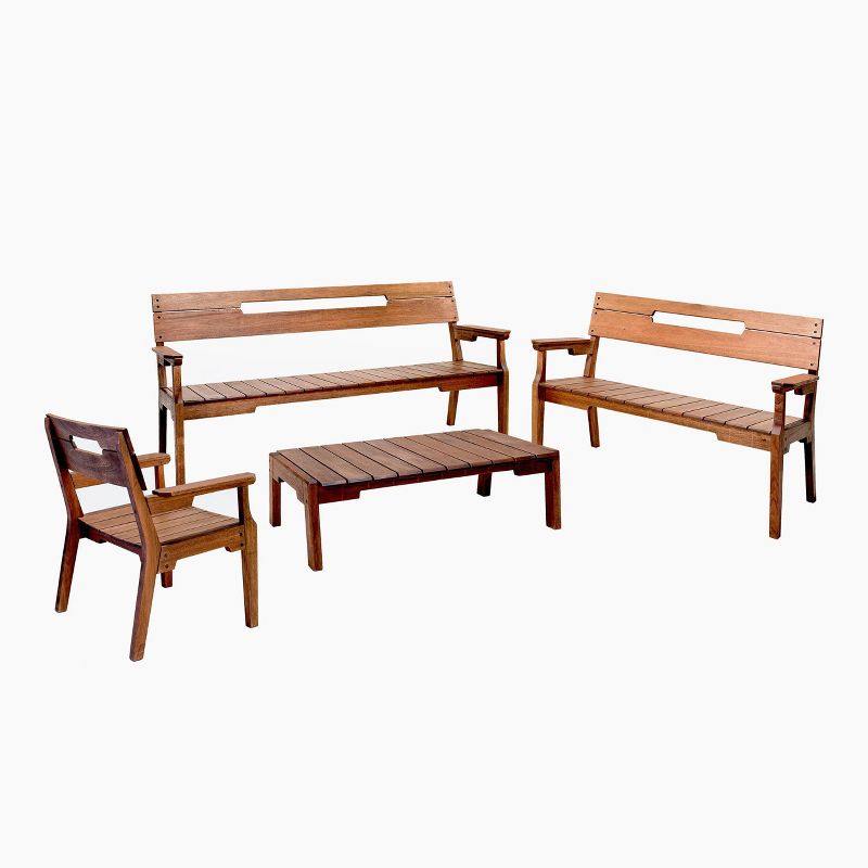 4pc Otero Eucalyptus Wood Outdoor Seating Set - Alaterre Furniture