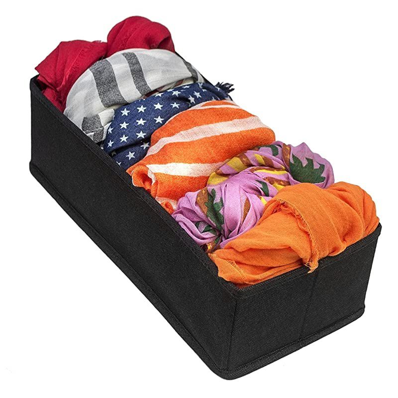 Set of 4 Foldable Drawer Dividers, Storage Boxes, Closet Organizers, Under Bed Organizer (Beige)