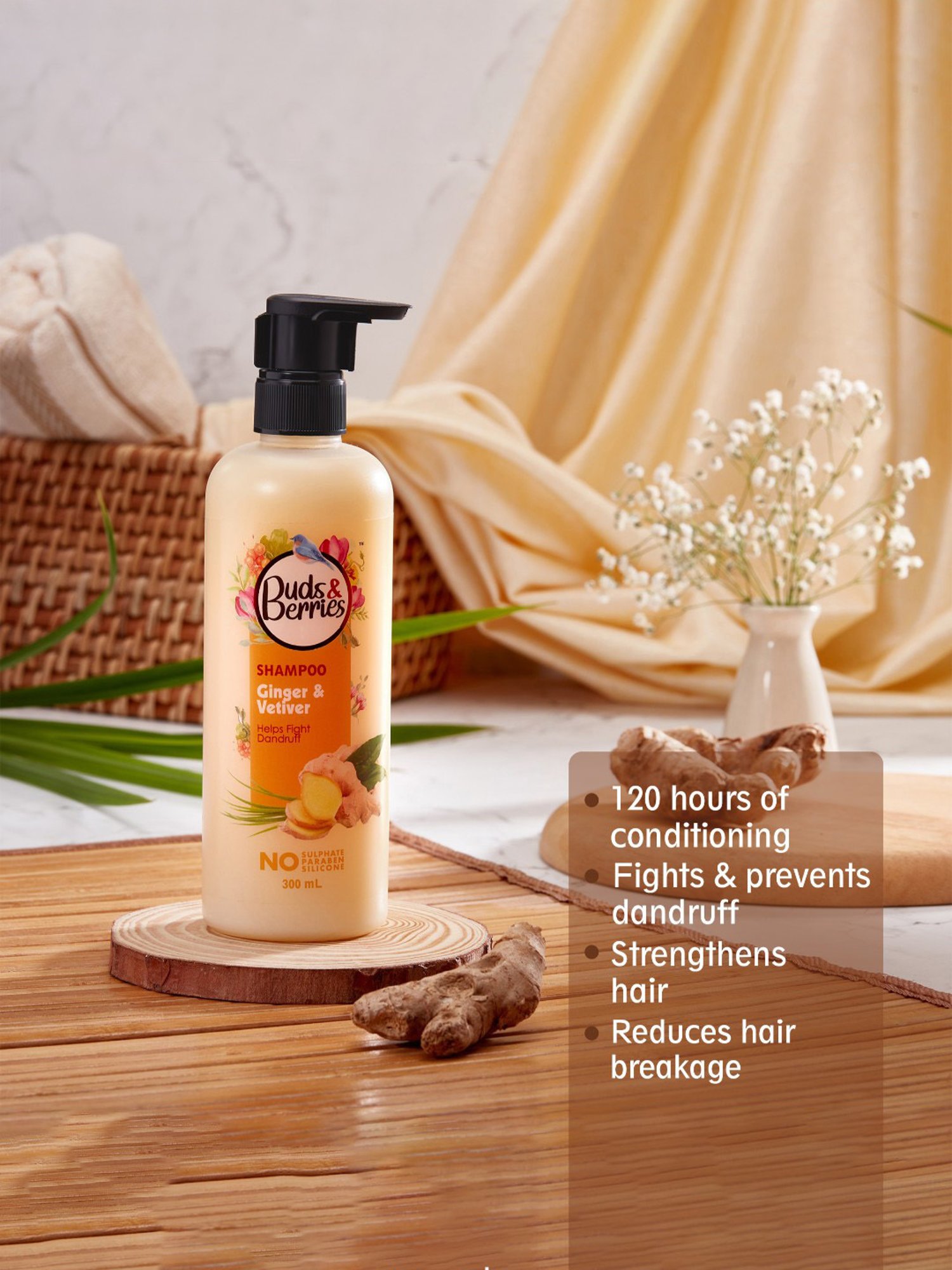 Buds & Berries Ginger & Vetiver Shampoo - 300 ml