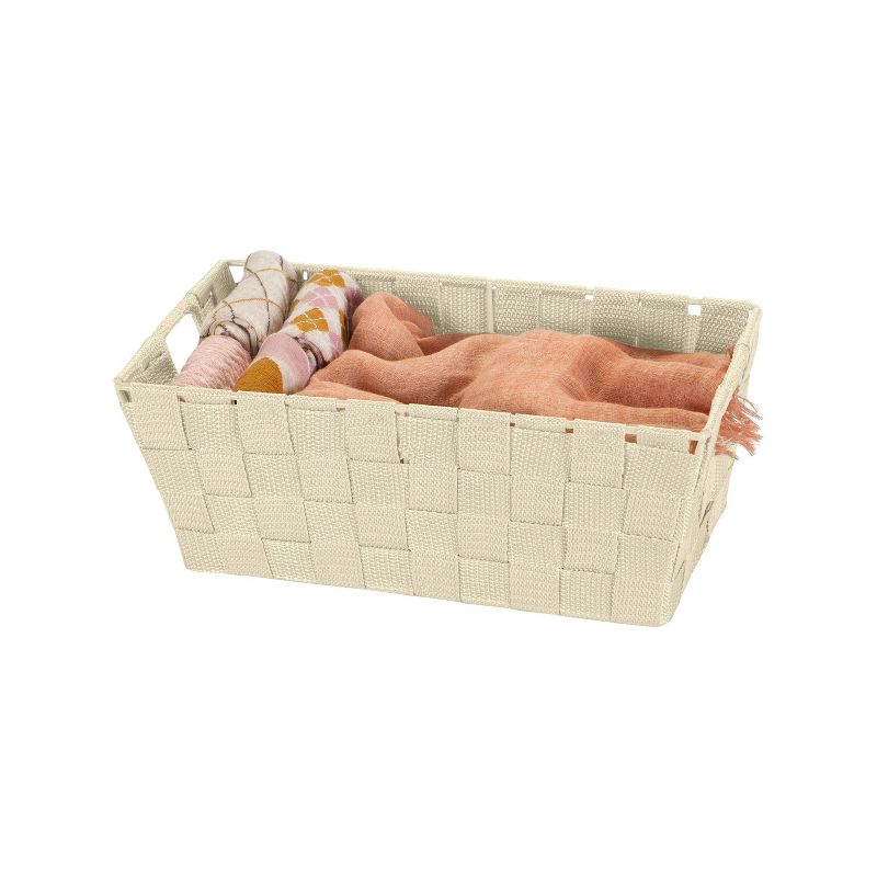 Simplify Small 6.5" Woven Strap Storage Bin Ivory