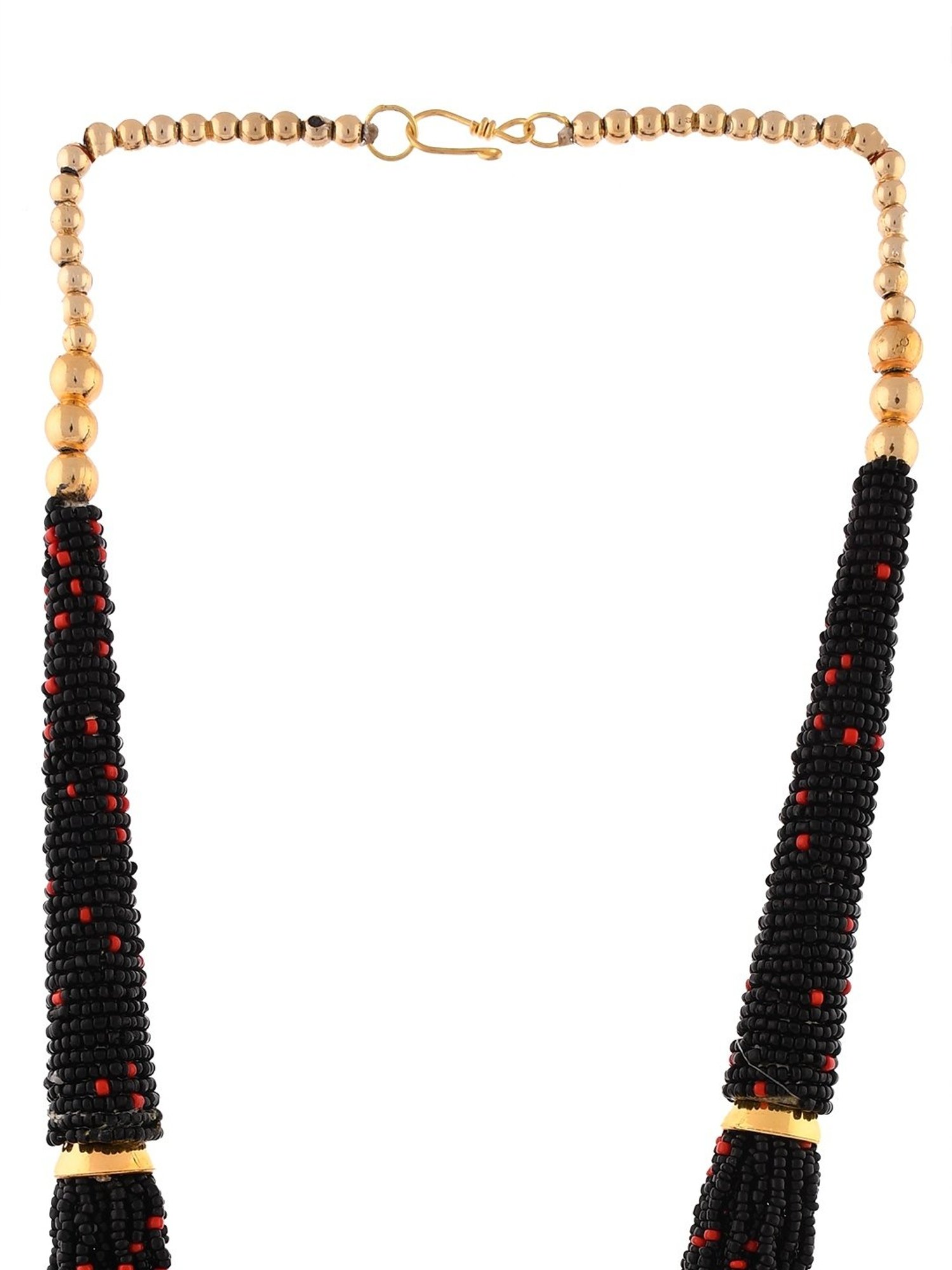 Imli Street Black Gloden Long Beaded Handcrafted Necklace