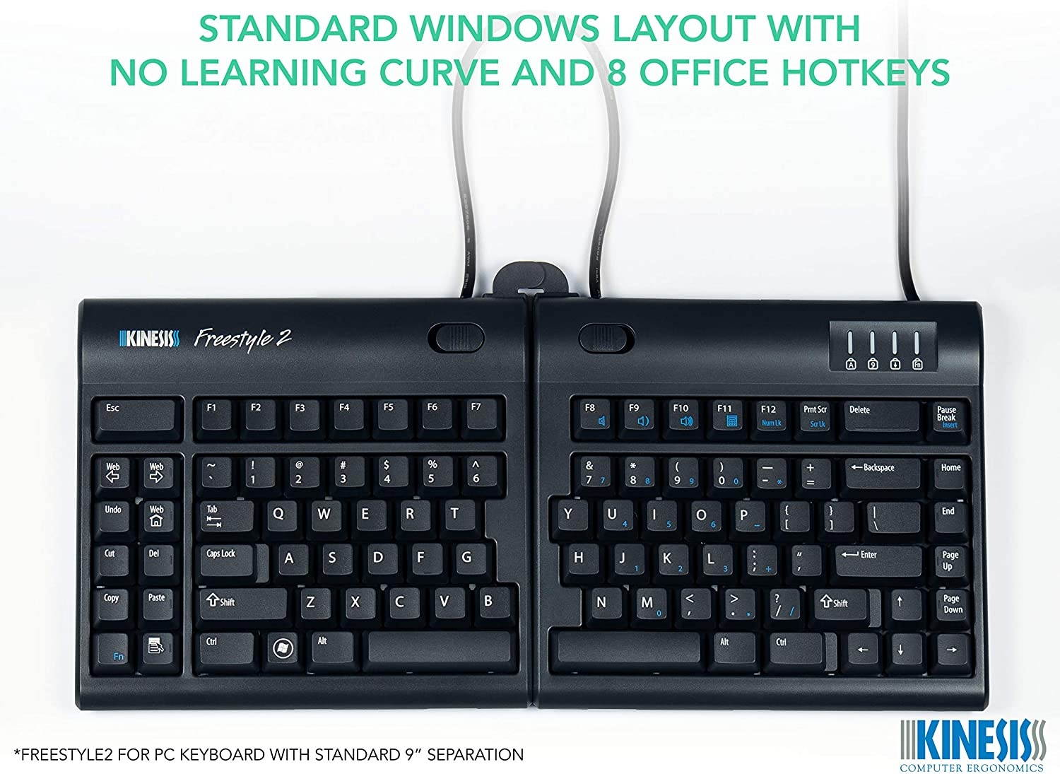 Kinesis Freestyle2 Ergonomic Keyboard for PC (20" Extended Separation)