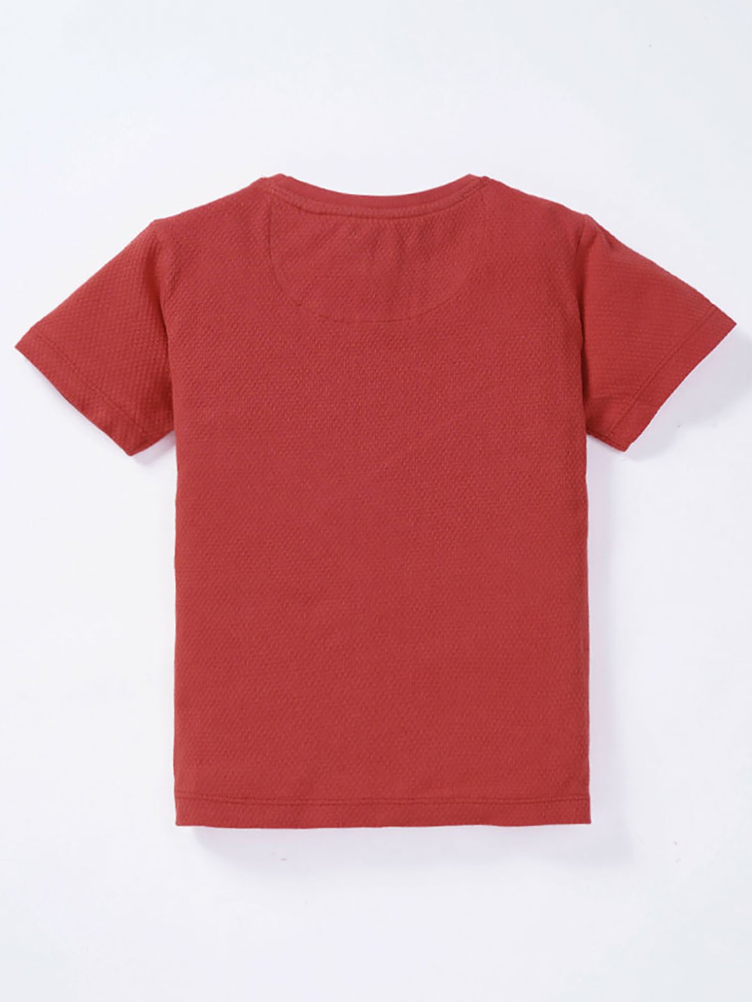 Ed-a-Mamma Kids Red Solid T-Shirt