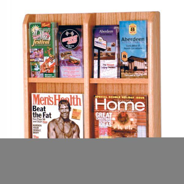 Wooden Mallet Home Office Divulge 4 Magazine 8 Brochure Wall Display Rack with Brochure Inserts Light Oak