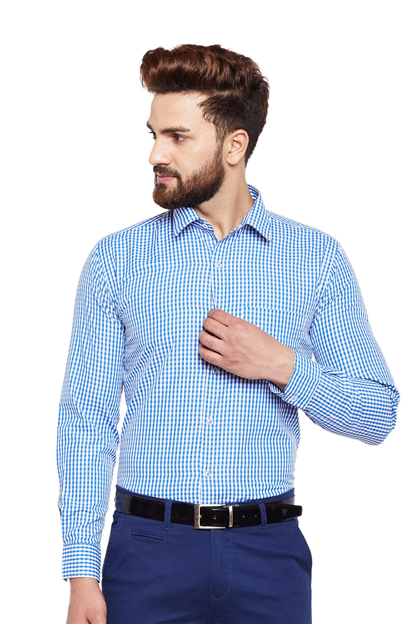 Hancock Blue Full Sleeves Slim Fit Shirt