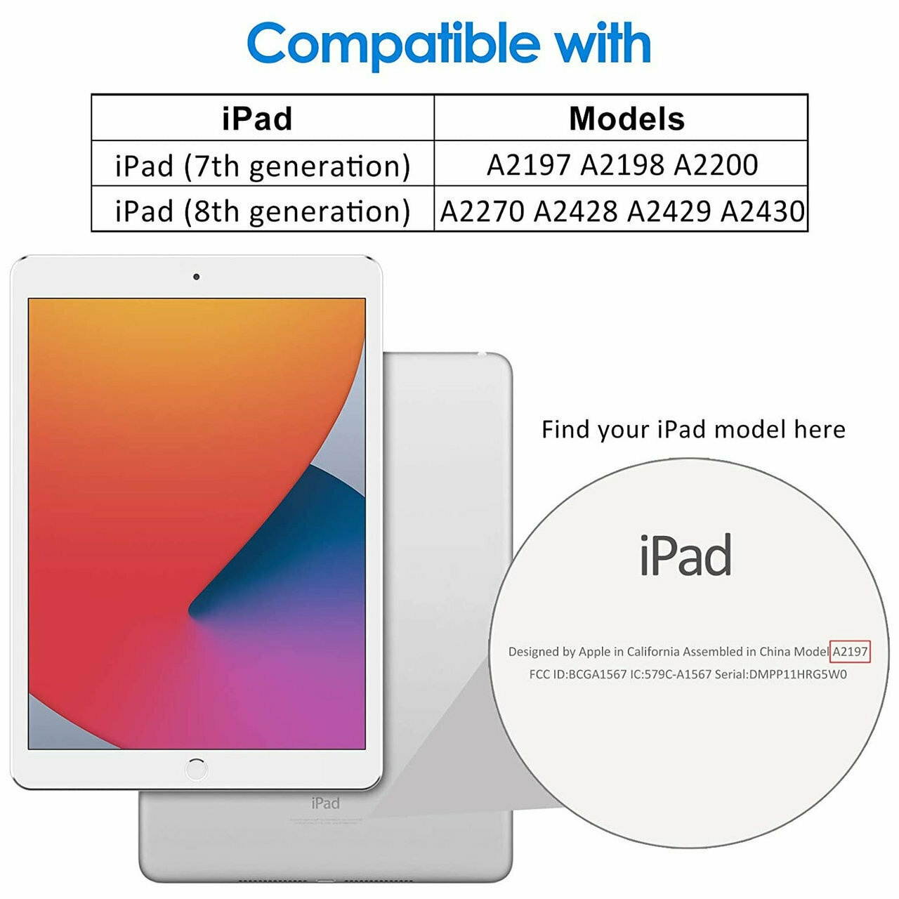 Smart Leather Folio Hybrid Case for iPad 10.2 inch (8th & 7th Gen) - Red