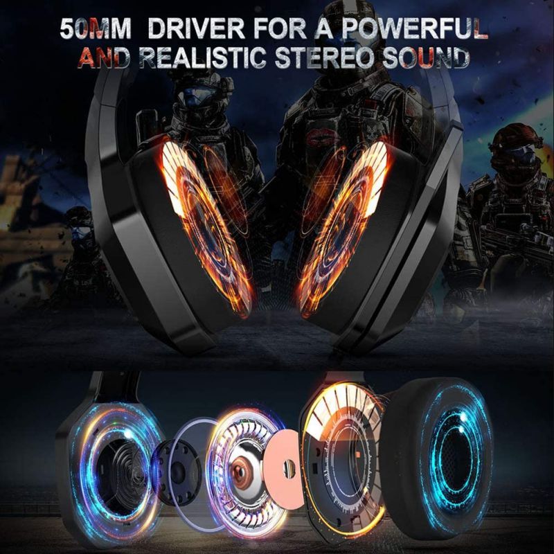 Aolyty Pro Gaming Headset 7.1 Stereo Surround with LED Light Mic Noise Cancelling Over Ear Headphones Compatible with Computer Laptop Phone TabletPS5 PS4 (Green)