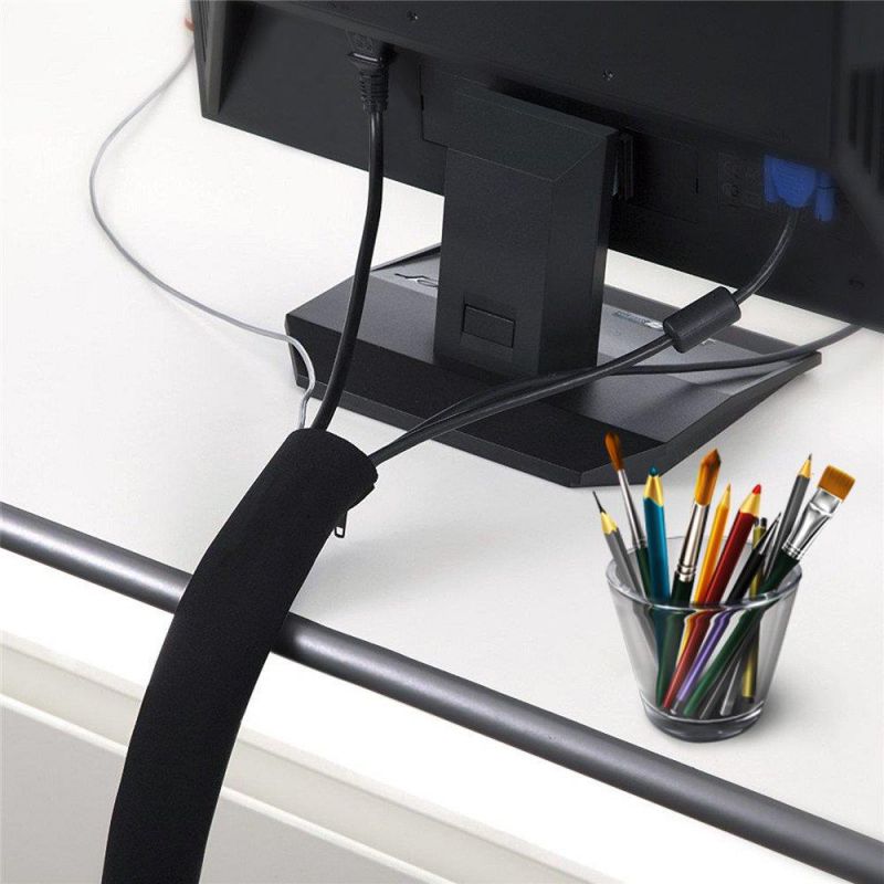 Cable Cord Management Sleeve 4 Pack Cable Wire Organizer with Zipper, 20 Inch Neoprene Flexible Cable Sleeve Wrap Cover Organizer for TV PC Home Theater and Office (Black)