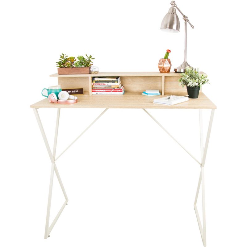 Joy Standing Desk 48" Stand-up Workstation with Cubbies - Wood Grain Finish - Stand Steady