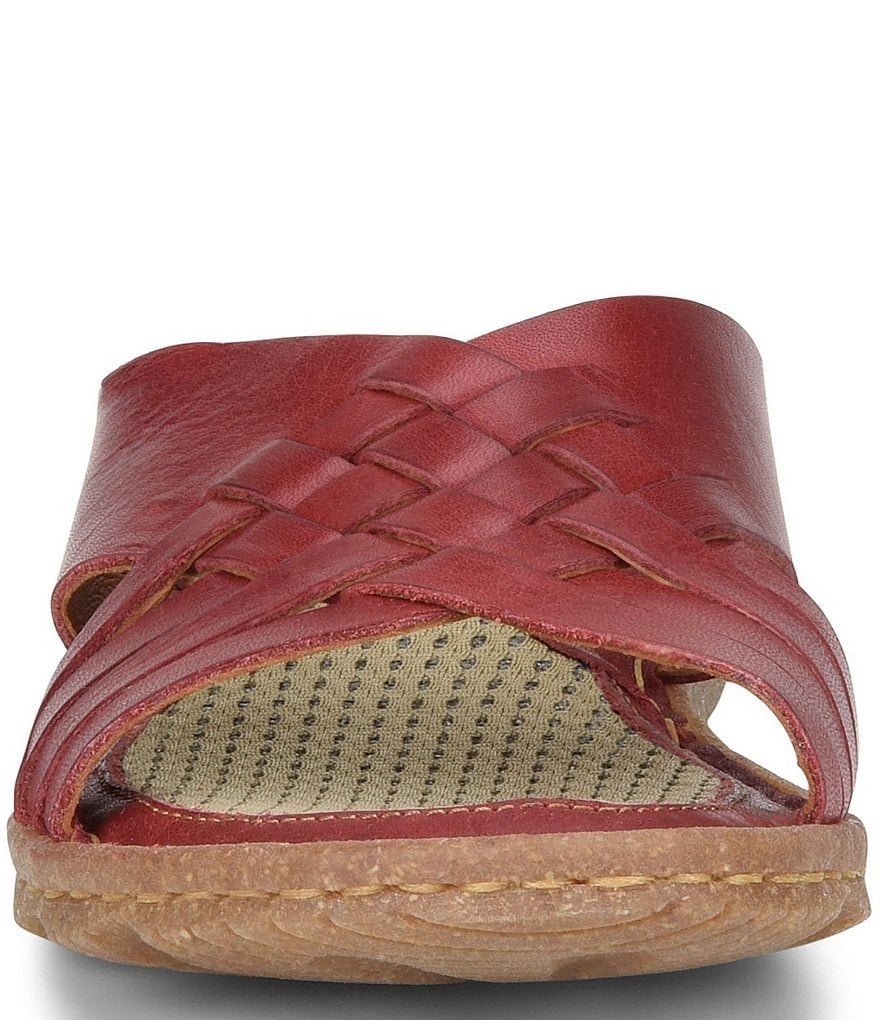 Born Basia Woven Leather Slide Sandals