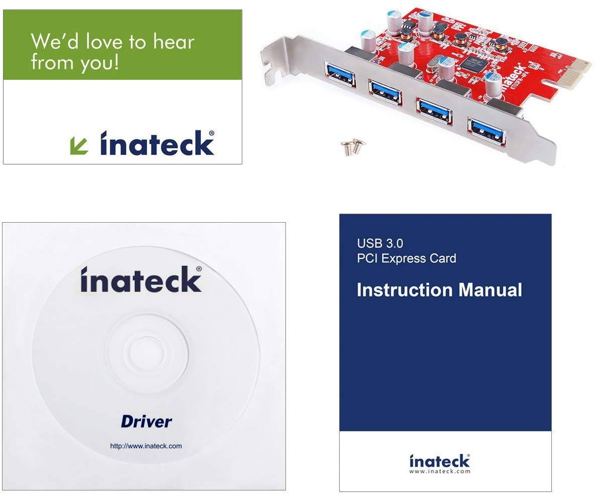 Inateck 4 Ports PCI-E to USB 3.0 Express Card Compatible Mac Pro (Early 2008 to 2012 Late Version) KT4004