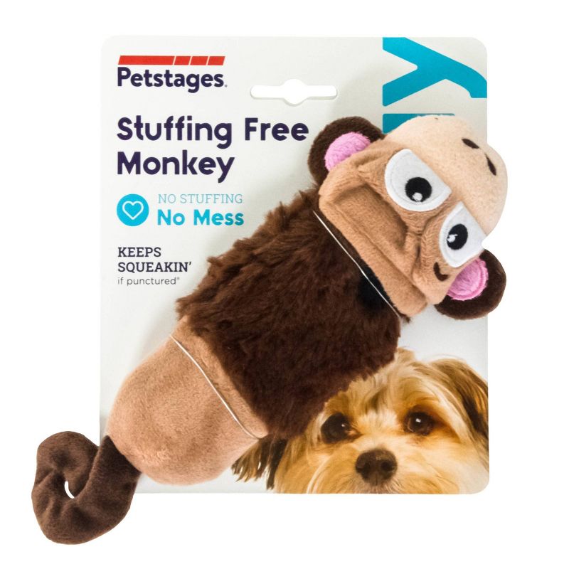 Petstages Stuffing Free Lil' Squeak Monkey Dog Toy - Brown