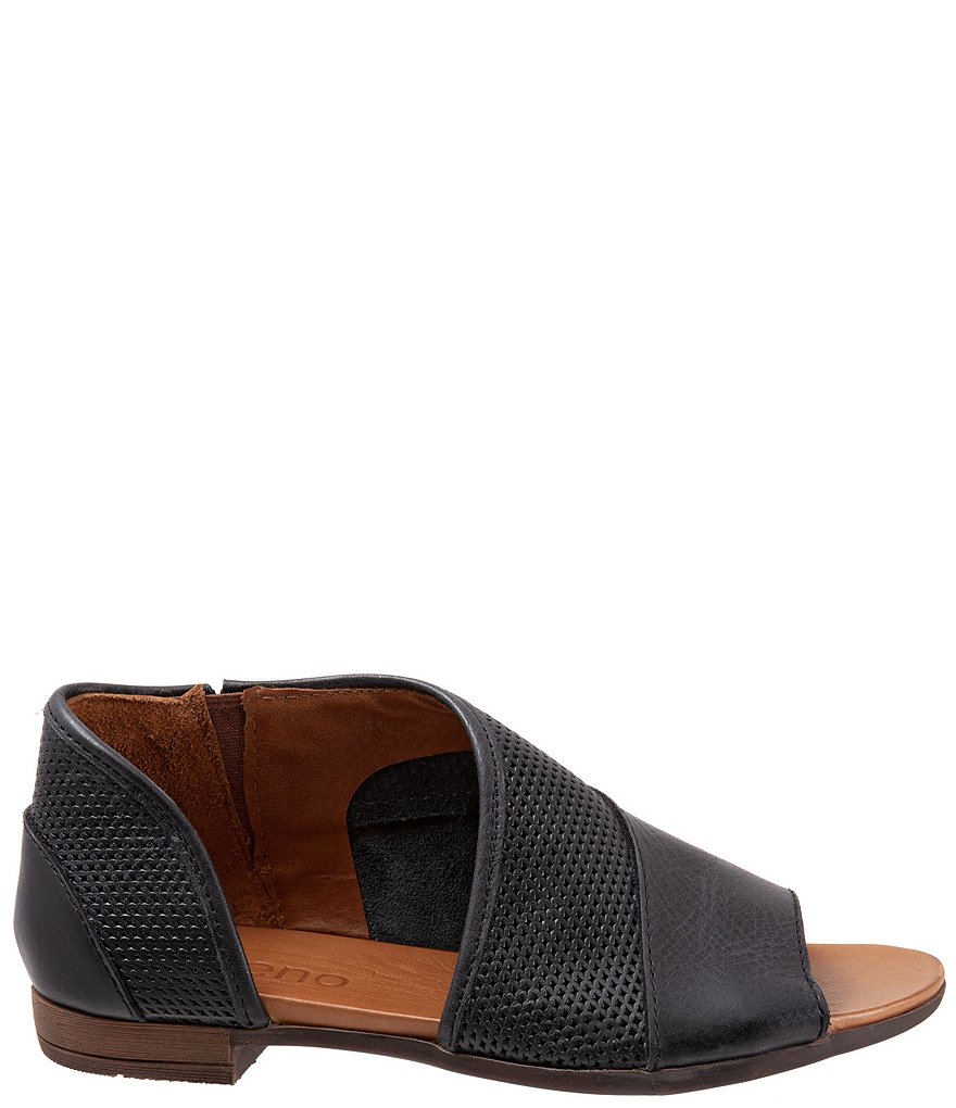Bueno Tahiti Perforated Leather Asymmetrical Slip-On Sandals