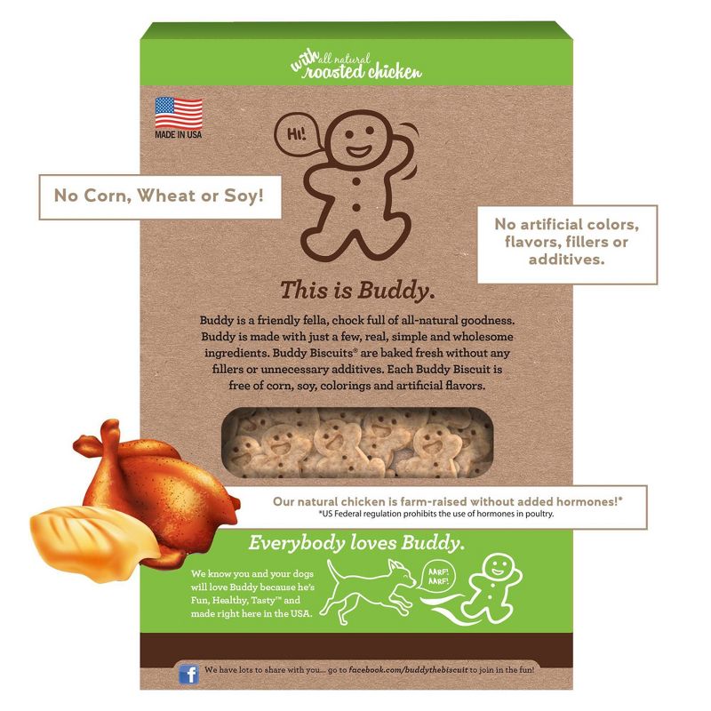 Buddy Biscuits Grain-Free Oven Baked Treats with Roasted Chicken Dry Dog Treats - 7oz