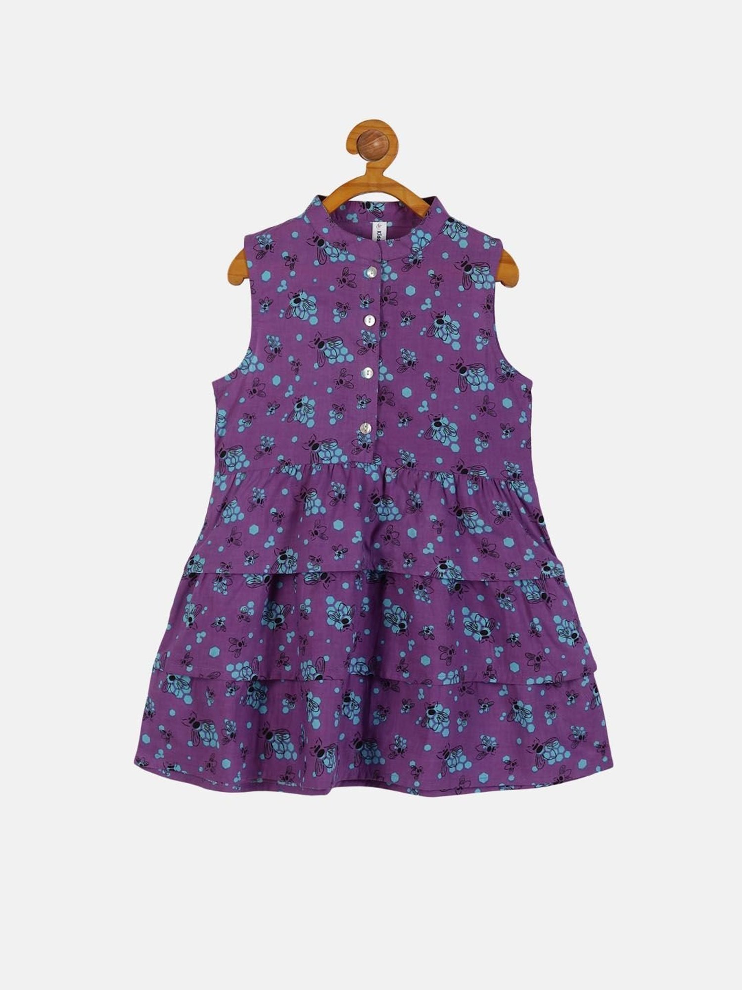 Kiddopanti Kids Purple Printed Dress