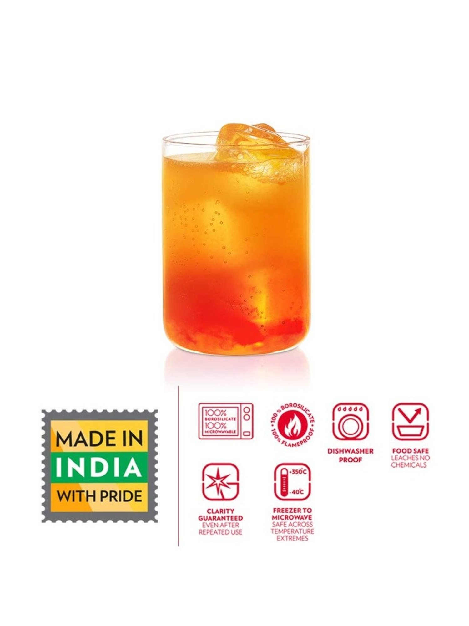 Borosil Transparent Glasses 295 ml - Set of 6