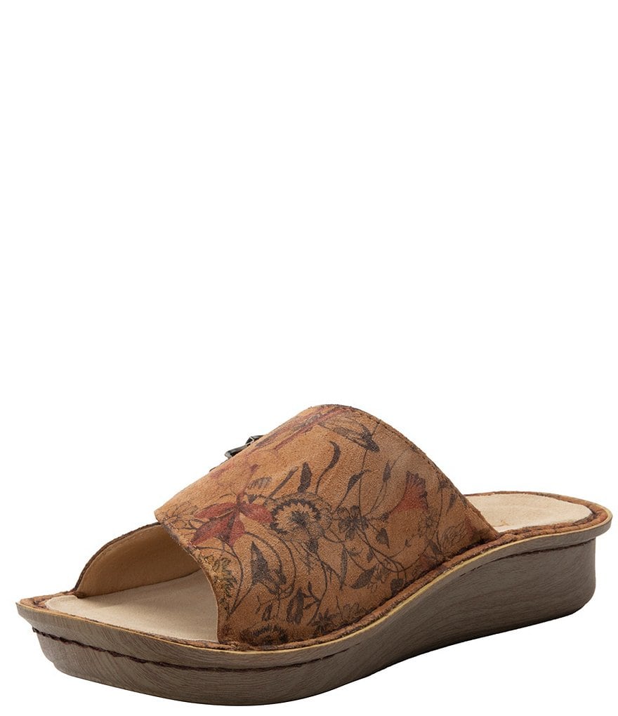 Alegria Vivica Woodland Wonders Printed Leather Wedge Slides