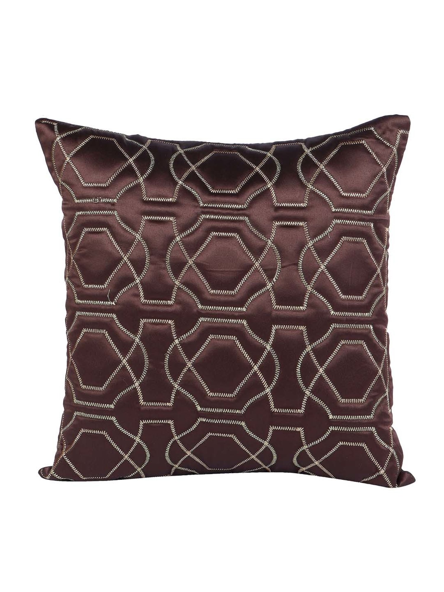 MFD HOME Furnishing Brown Satin Cushion Cover - Set of 2
