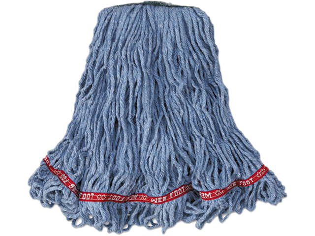 Rubbermaid Commercial RCP A112 BLU Web Foot Looped-End Wet Mop Head, Cotton / Synthetic, Medium Size, Blue