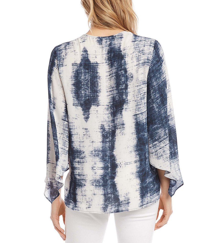 Karen Kane Angle Sleeve Abstract Print Crossover Top