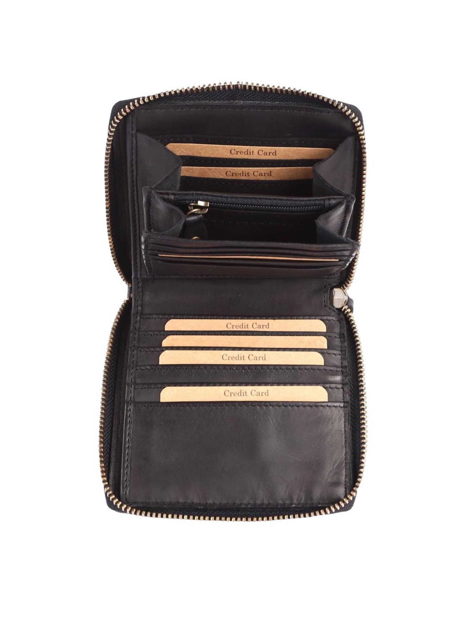 KOMPANERO MARQUIS Black Textured Zip Around Wallet for Women