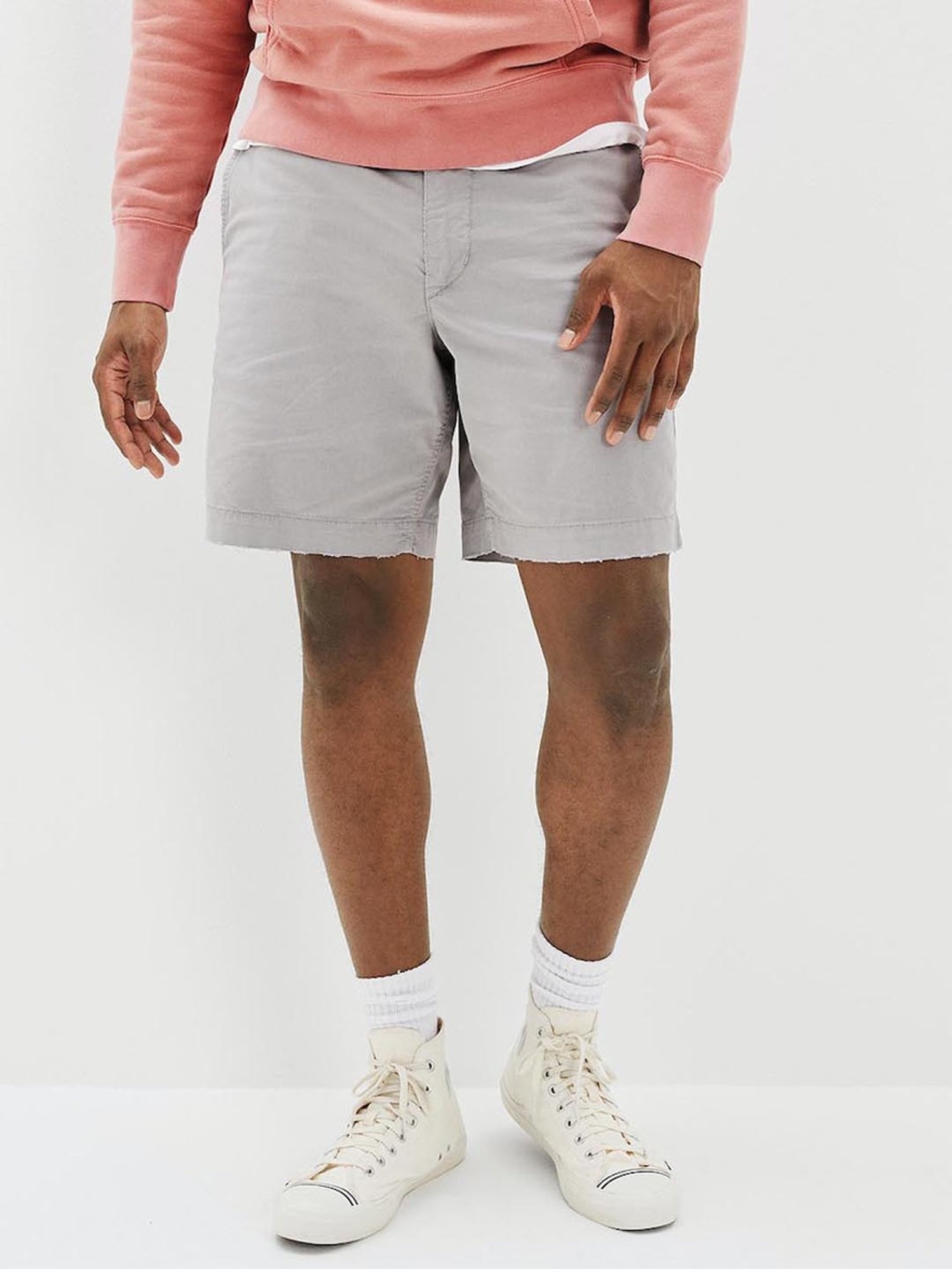 American Eagle Grey Cotton Regular Fit Shorts