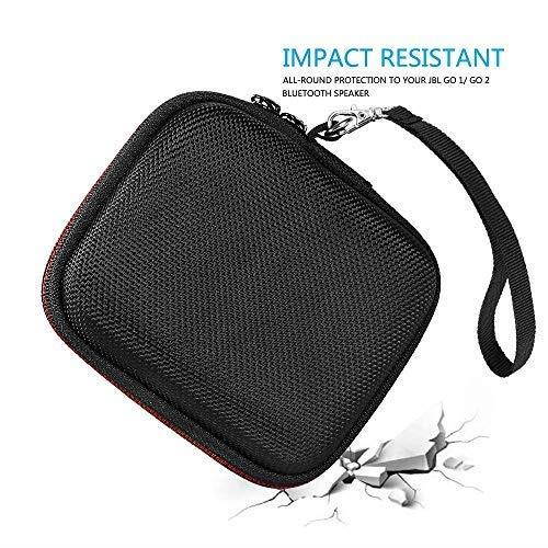 Pushingbest JBL GO 2 Case, Hard EVA Carry Bag Case Cover for JBL Go 1/2 Bluetooth Speaker, Mesh Pocket for Charger and Cables (BlackEVA CaseOnly)