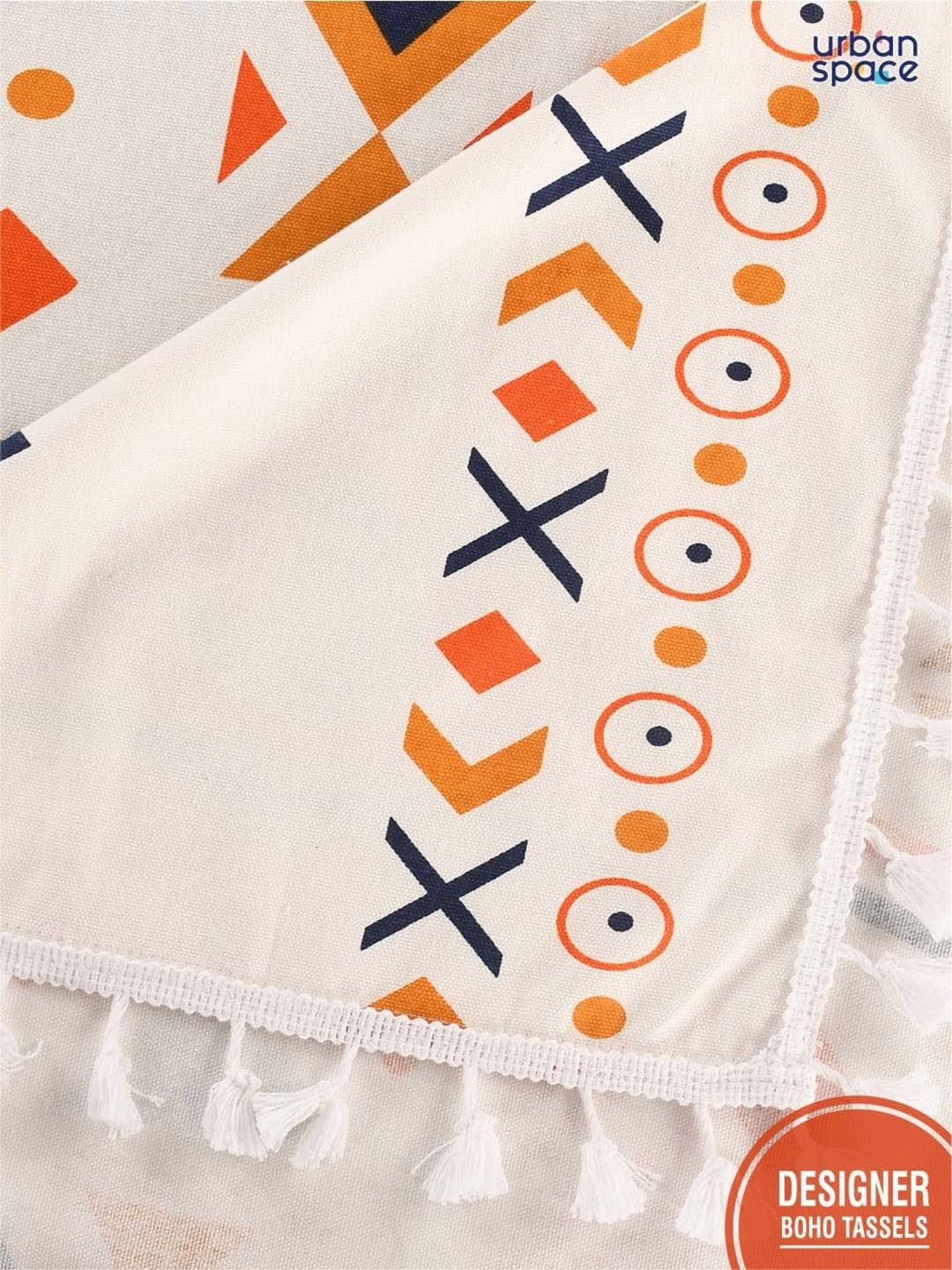 Urban Space Orange Cotton 200 GSM 4 Seater Square Dining Table Cover