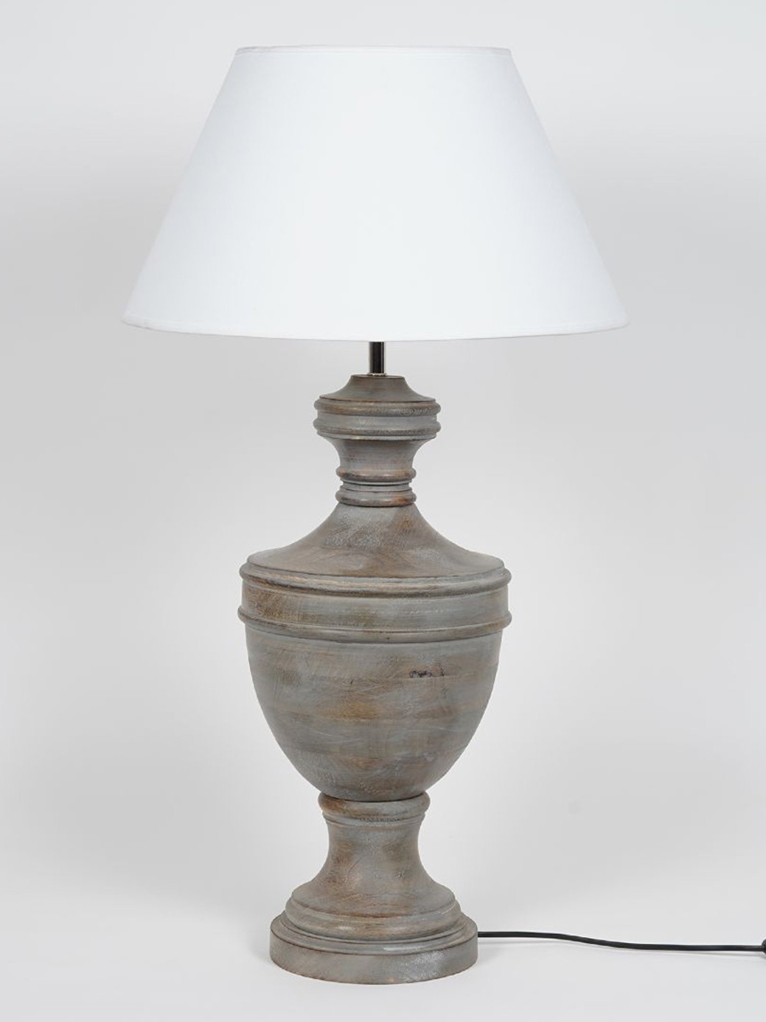 Kapoor Lamp Shades Grey & White Wood Son Cotton Shade Table Lamp