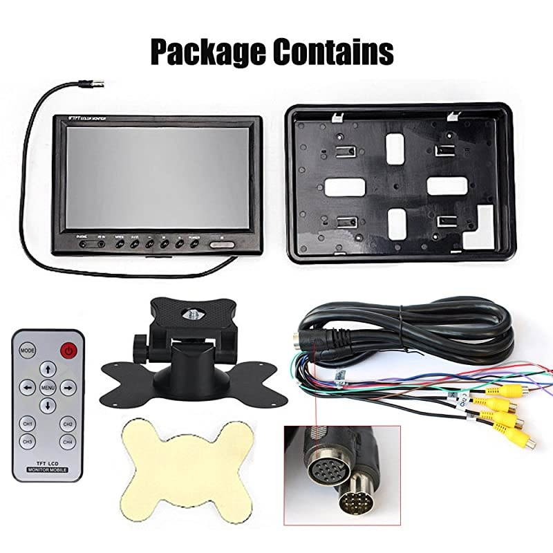 9 TFT LCD Split Screen Quad Monitor CCTV Security Surveillance Car Headrest Video Display 4 RCA Connectors 6 Mode Display Remote Control