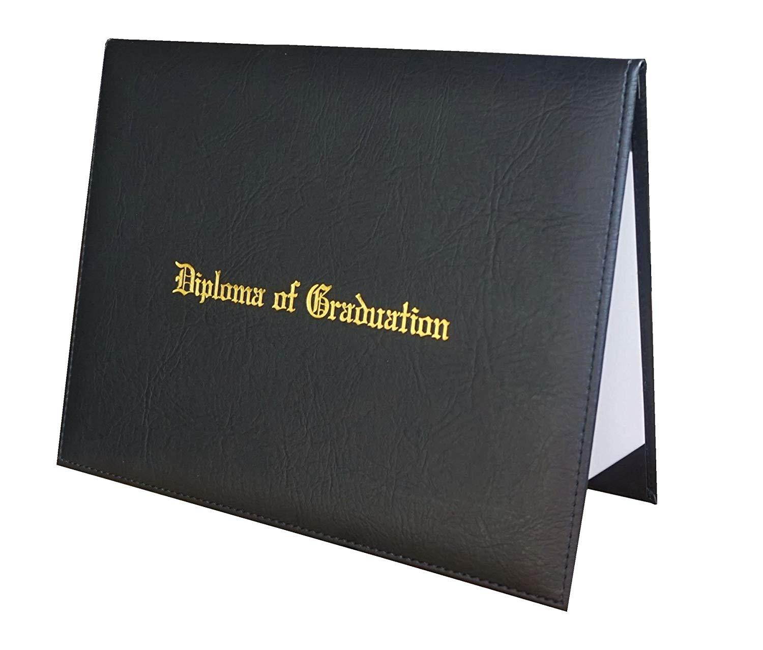 Certificate Cover Imprinted "Diploma Of Graduation" Faux-leather Diploma Holder 8.5" x 11" Grad Days(Black)
