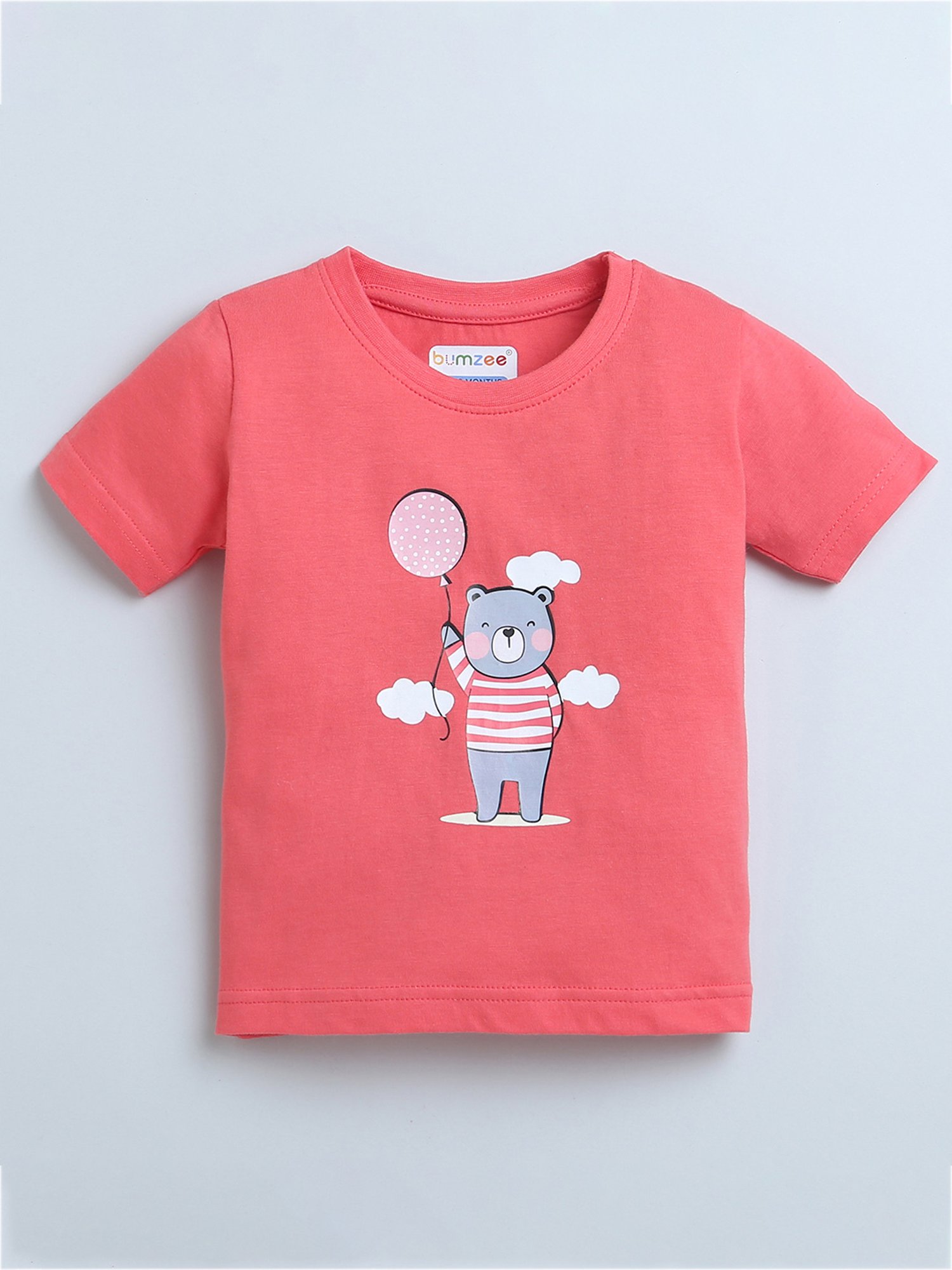 Bumzee Kids Coral & Green Printed T-Shirt (Pack Of 2)