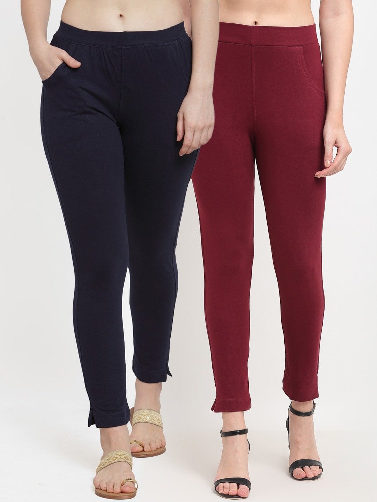 TAG 7 Maroon & Navy Cotton Pants - Pack Of 2