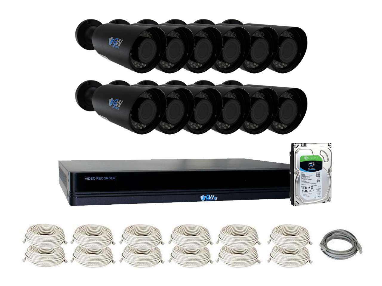 GW Security 8CH NVR 8MP H.265+ AI Face Recognition 4K IP PoE Surveillance Camera System with 4 4K 2.8-12mm Varifocal Zoom 2160p Outdoor Bullet Camera, 120ft IR Night Vision, 2TB Hard Drive