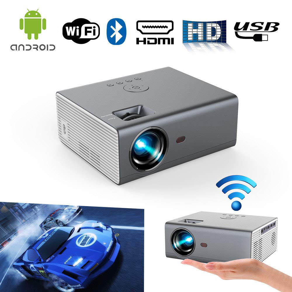 Portable Projector, WiFi Projectors with Bluetooth, Side Projection and 130&rdquo; Display Supported, 1080P 4K Compatible with Phone, PC, TV Stick, PS4, HDMI / USB/ VGA/ AV, for Home Theater Gaming Sports