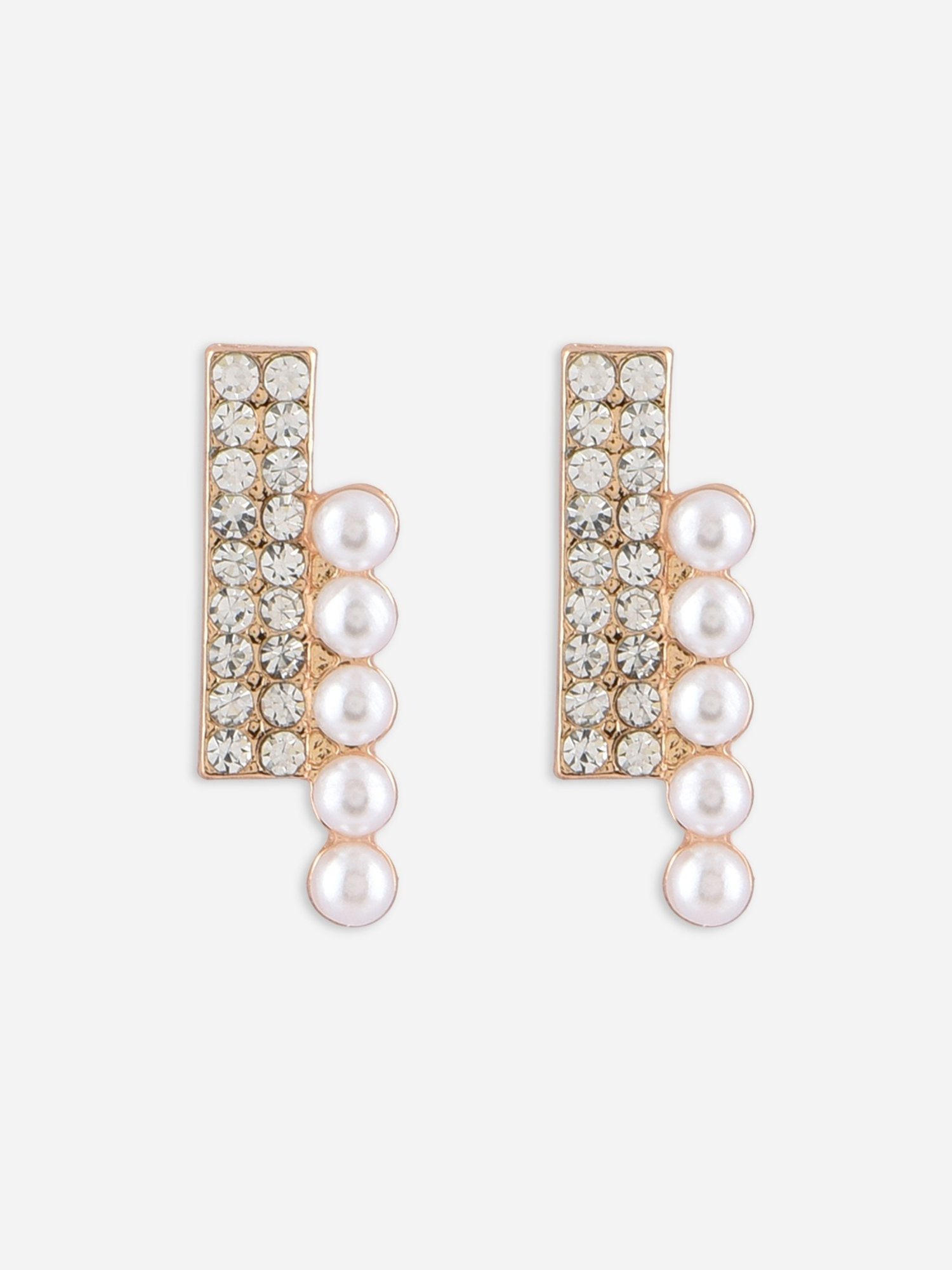 ToniQ Charming Fusion Look Alloy White Stud Earrings for Women