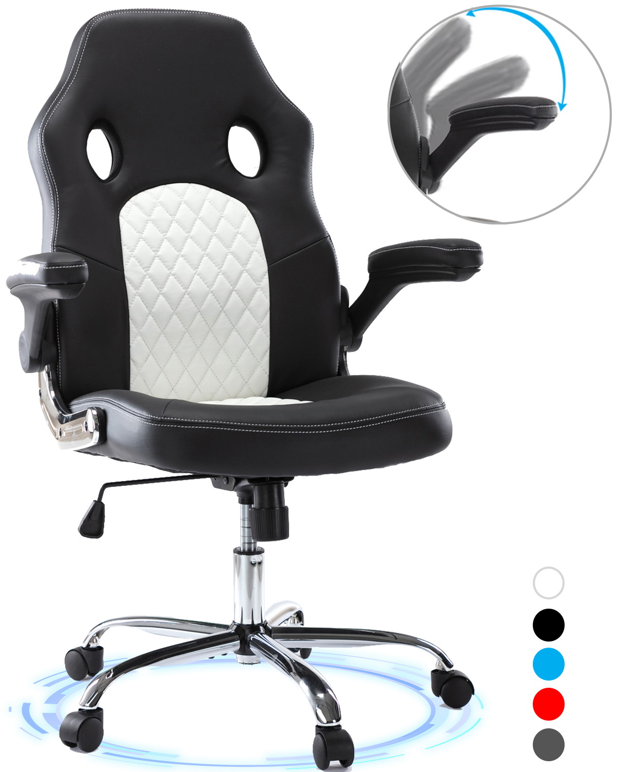 Gaming Chair, Racing Style Computer Desk Chair Padded Armrests Ergonomic Lumbar Support Adjustable Height