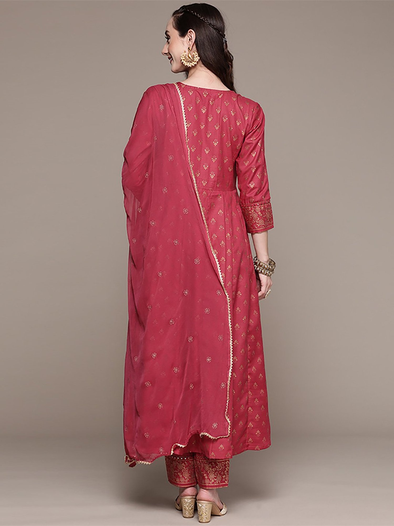 Anubhutee Pink Embroidered Kurta Pant Set With Dupatta