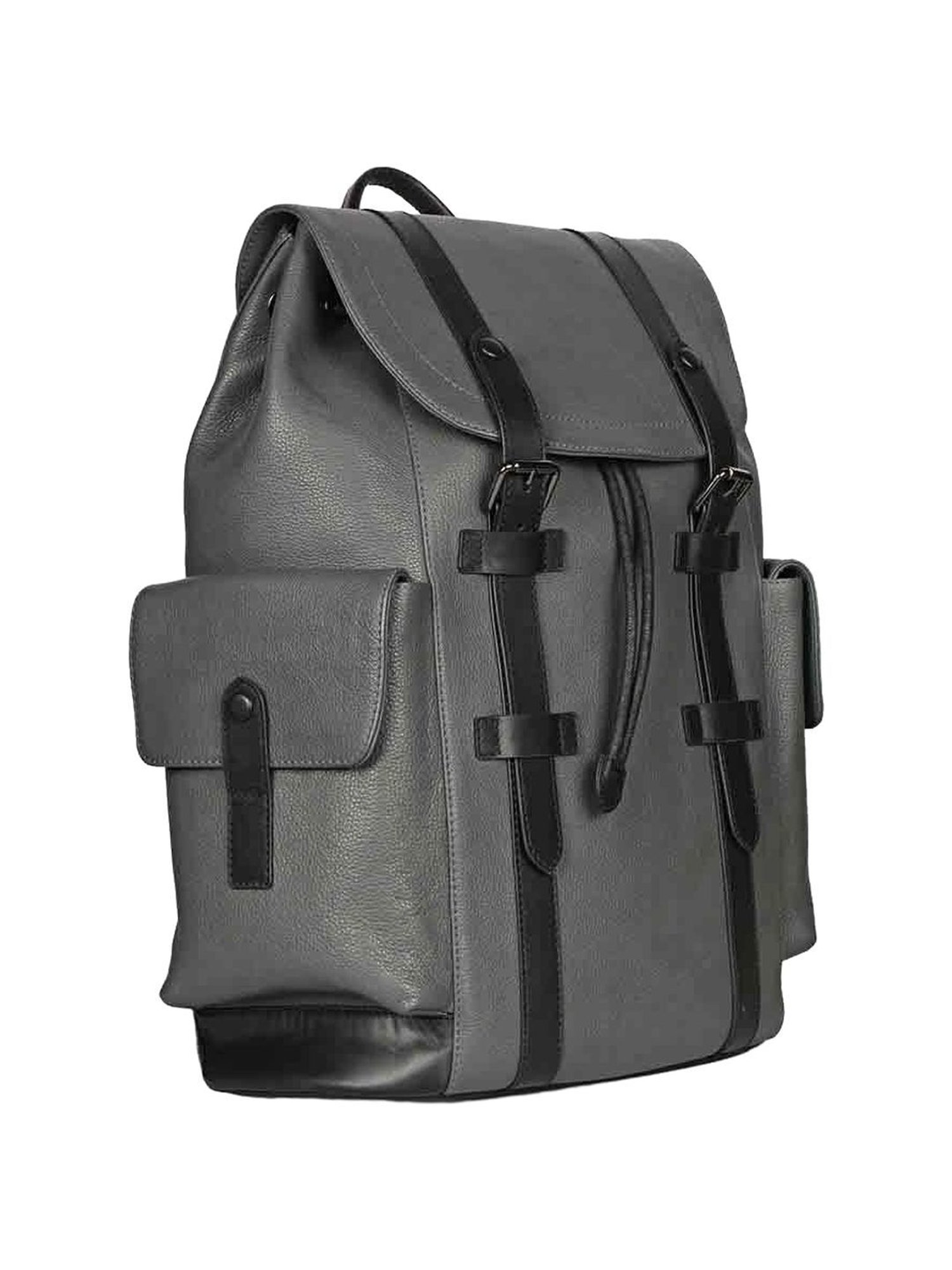 Saint G Grey Leather Medium Backpack