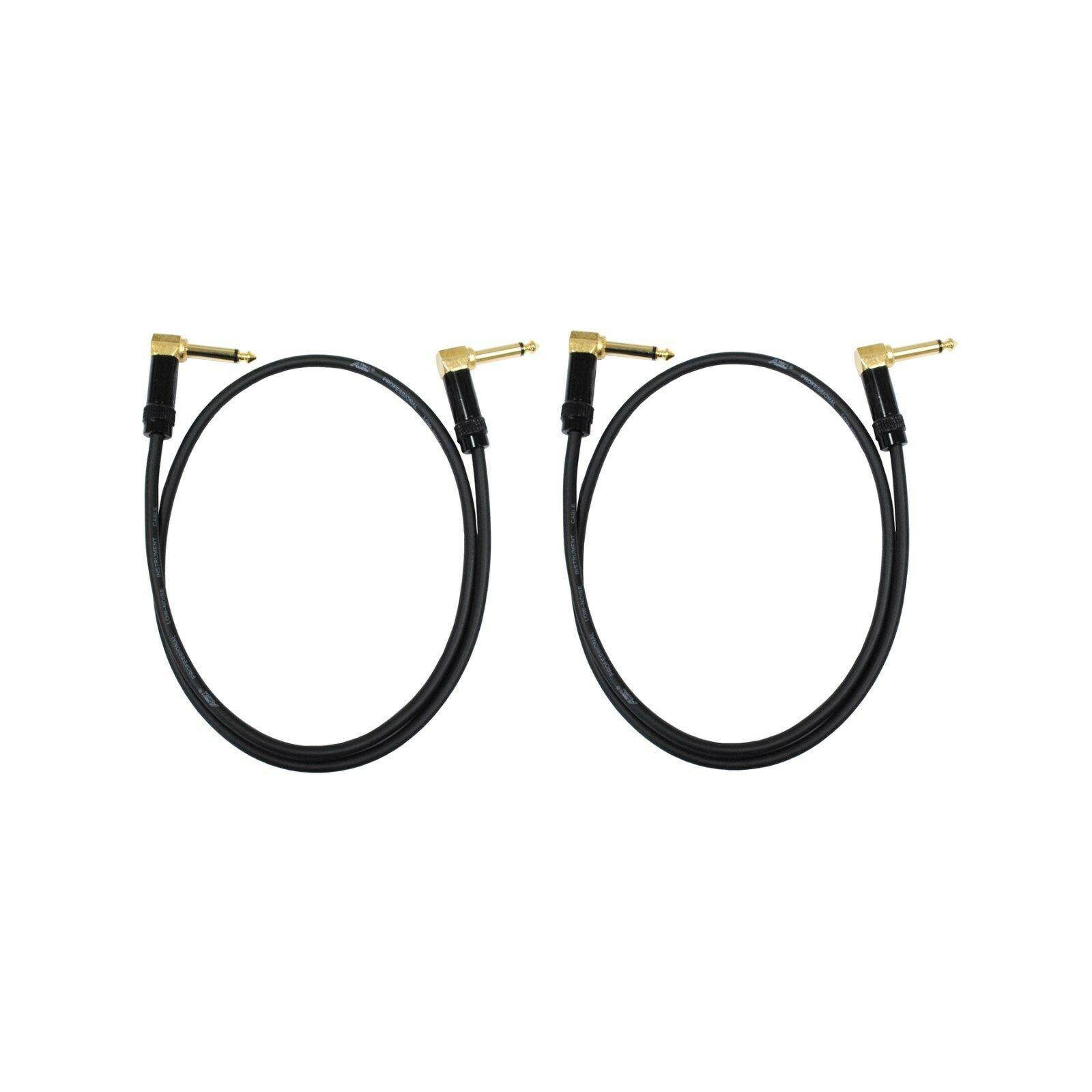 Audio2000s E27103P2 3Ft 1/4" TS Right Angle Instrument Cable (2 Pack)