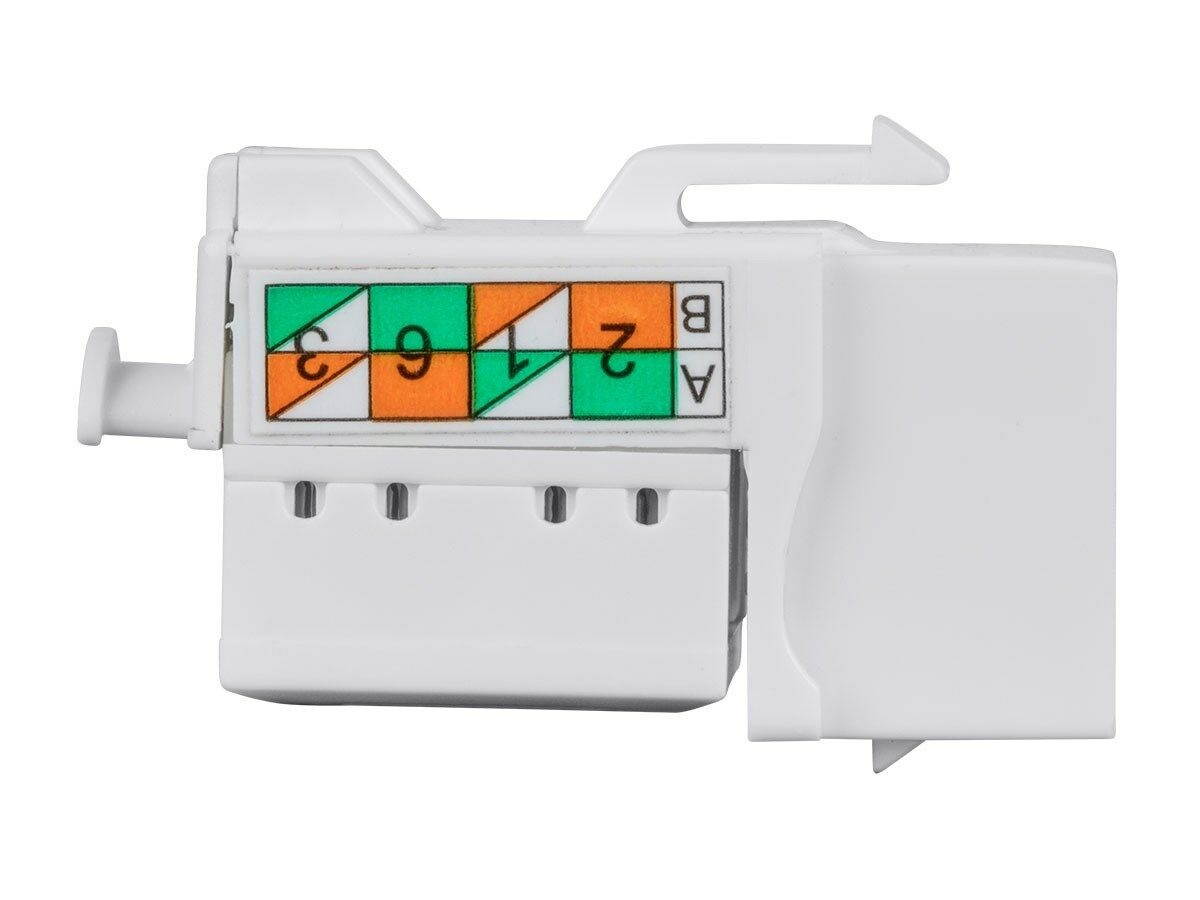 25x Cat6A Keystone Jack RJ45 90 Degree Unshielded Punch Down 110 Dual IDC White