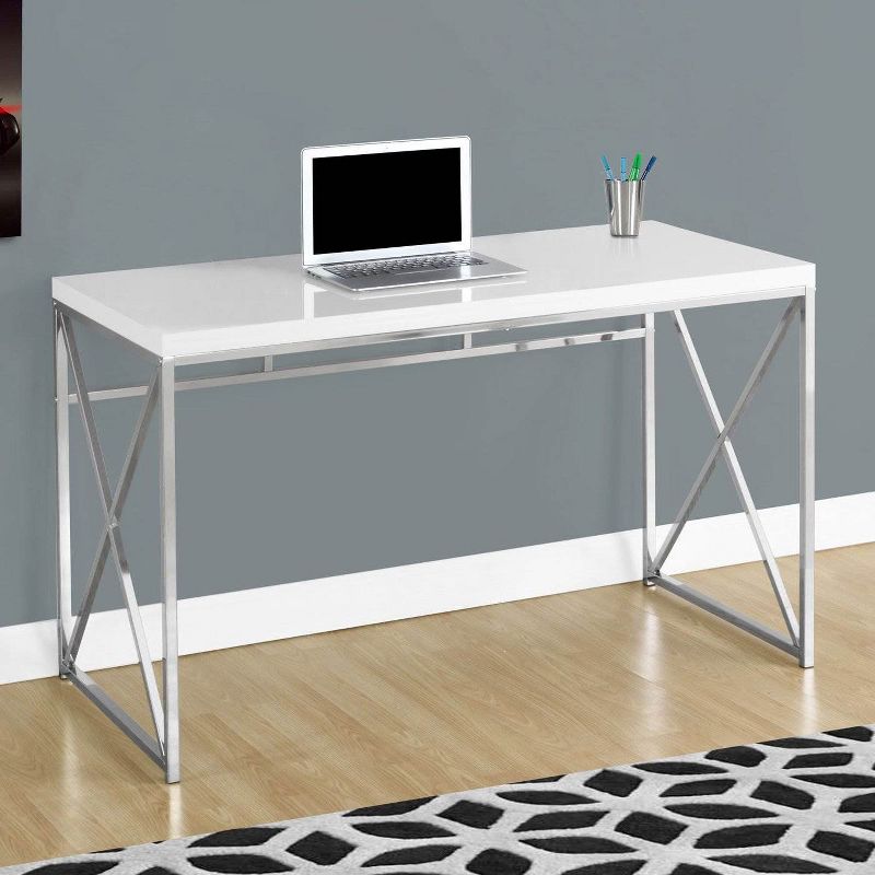 Monarch Specialties 48-Inch Modern Home Office Computer Desk, Glossy White