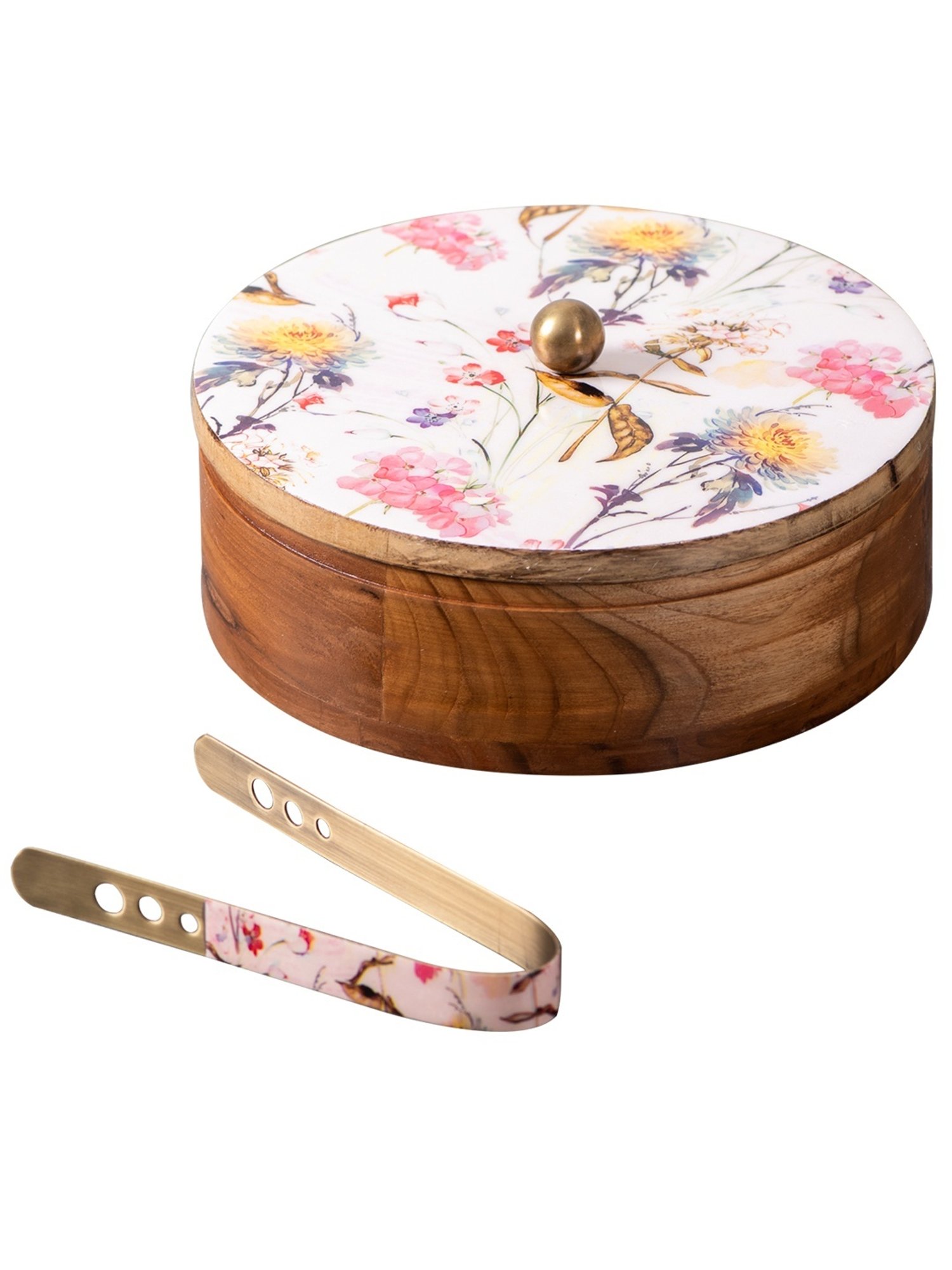 Nestroots Printed Pink Wood Serving Set of 2