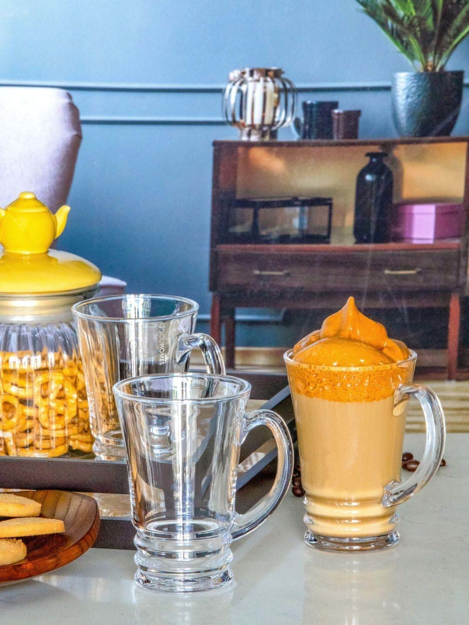 Goodhomes Transparent Glass Coffee Mug (0.22 L) - Set of 6